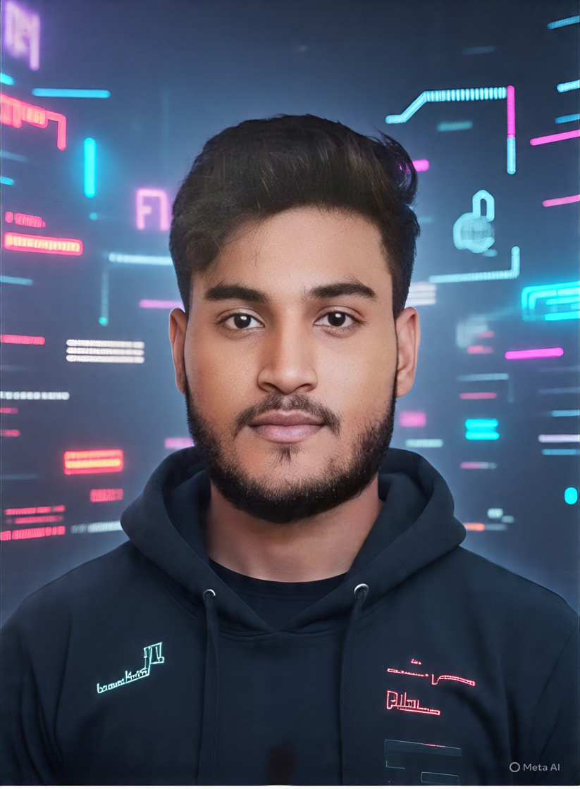 Portrait of Youbaraj Nama, a professional web designer wearing modern glasses and headphones, smiling confidently